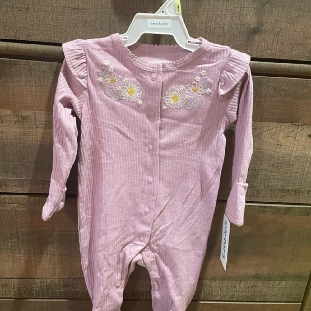 Carter's Pink Floral Embroidered Footie